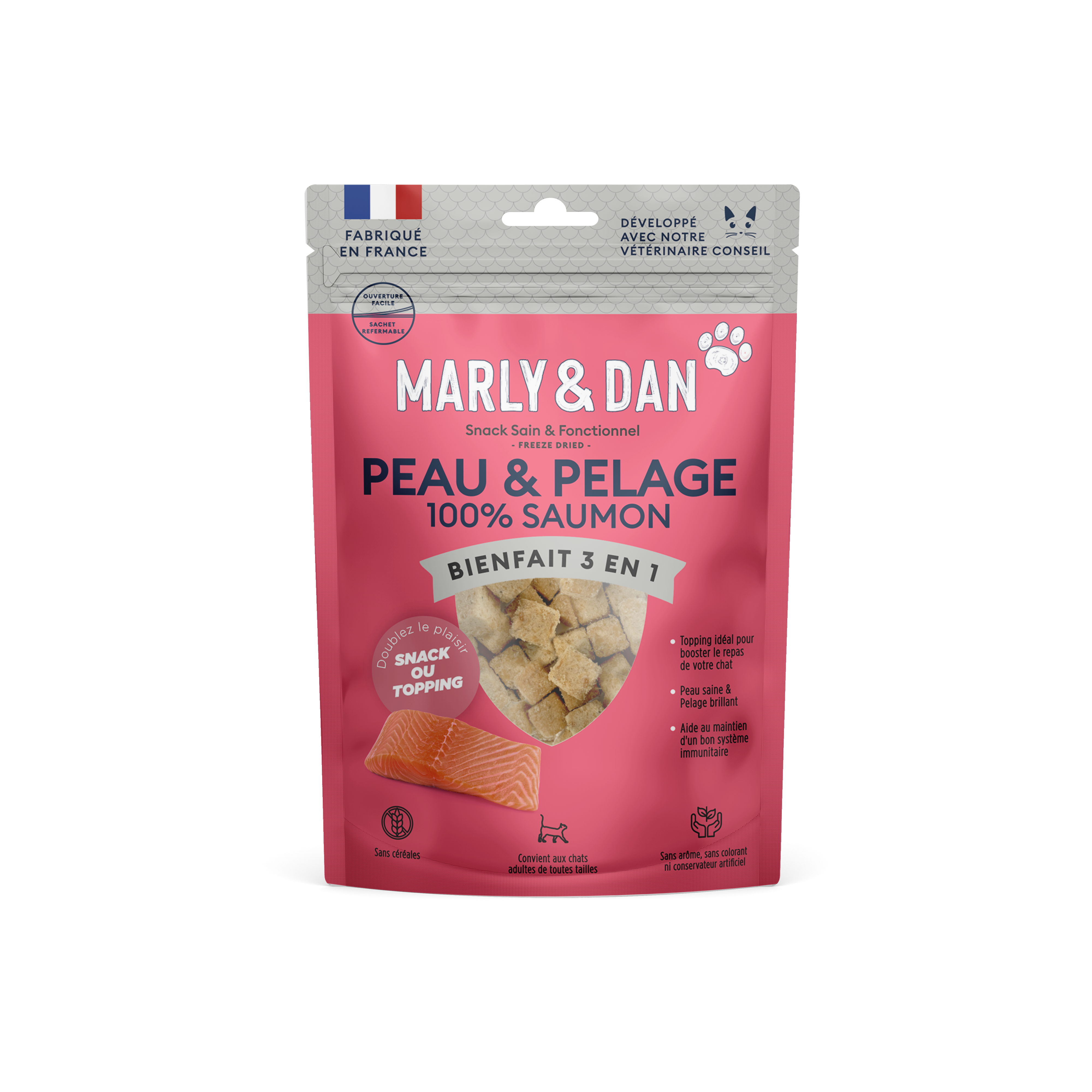 Peau & Pelage 100% saumon pour Chat