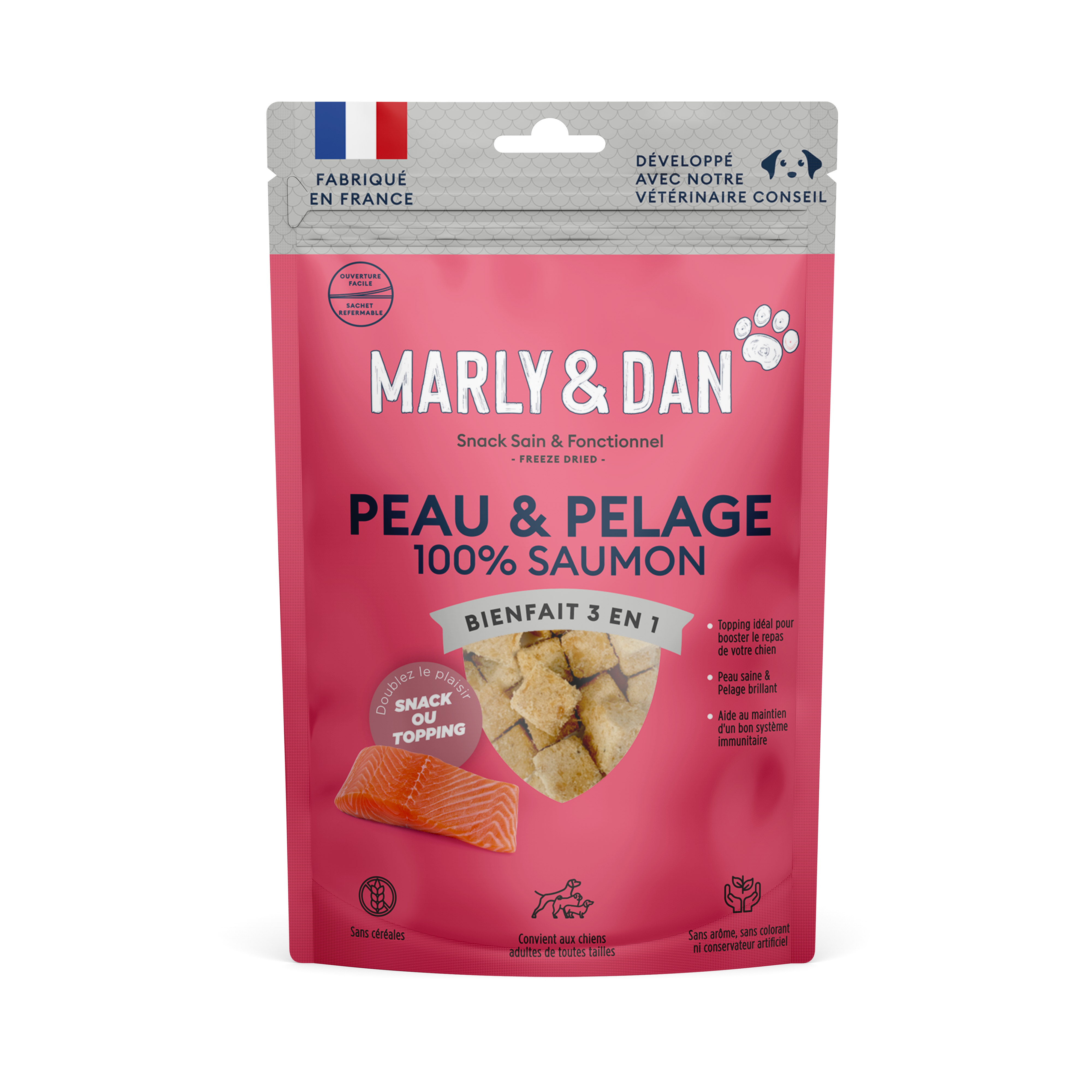 Peau & Pelage 100% saumon pour chien