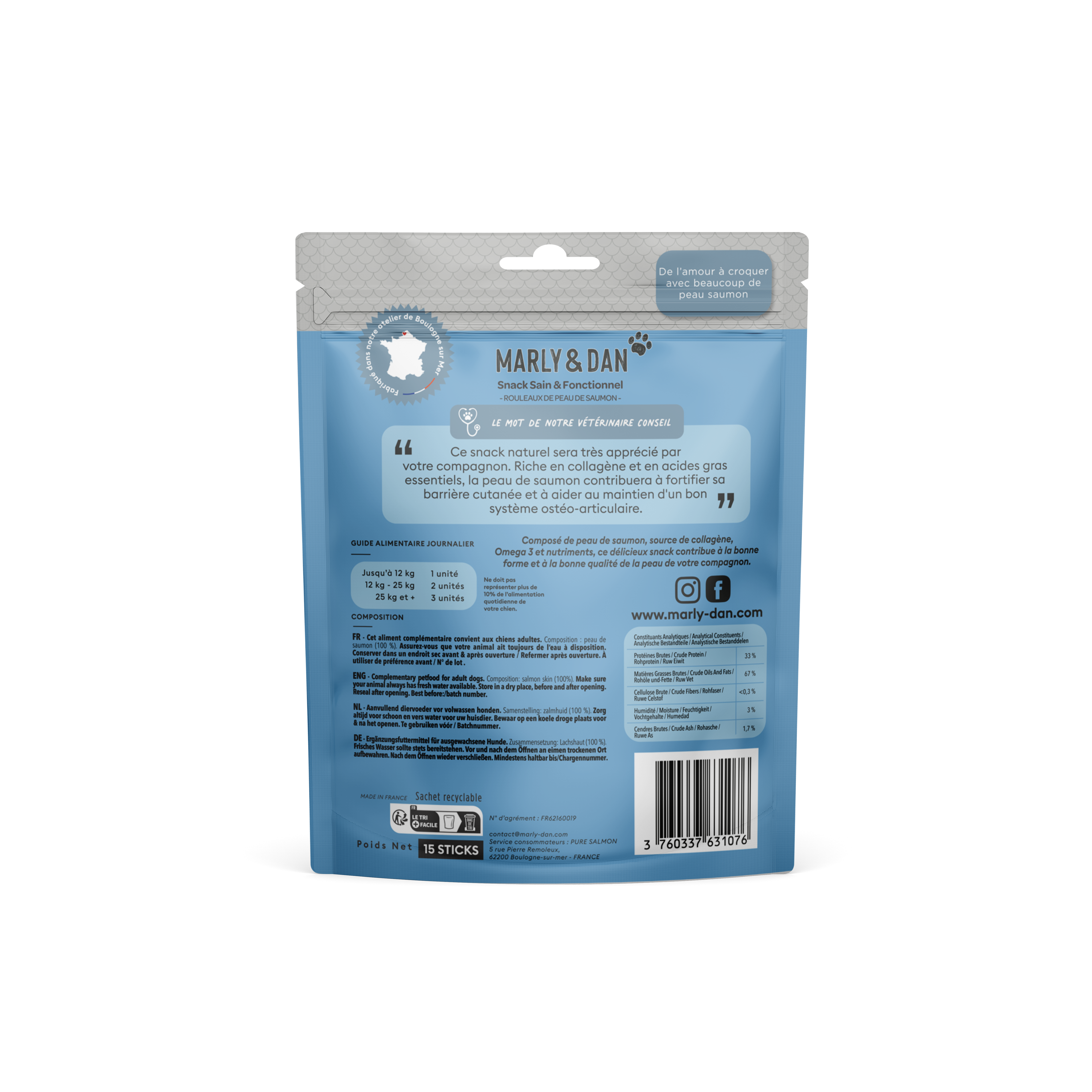 Peau de saumon Pack Plaisir Chien (15 sticks)