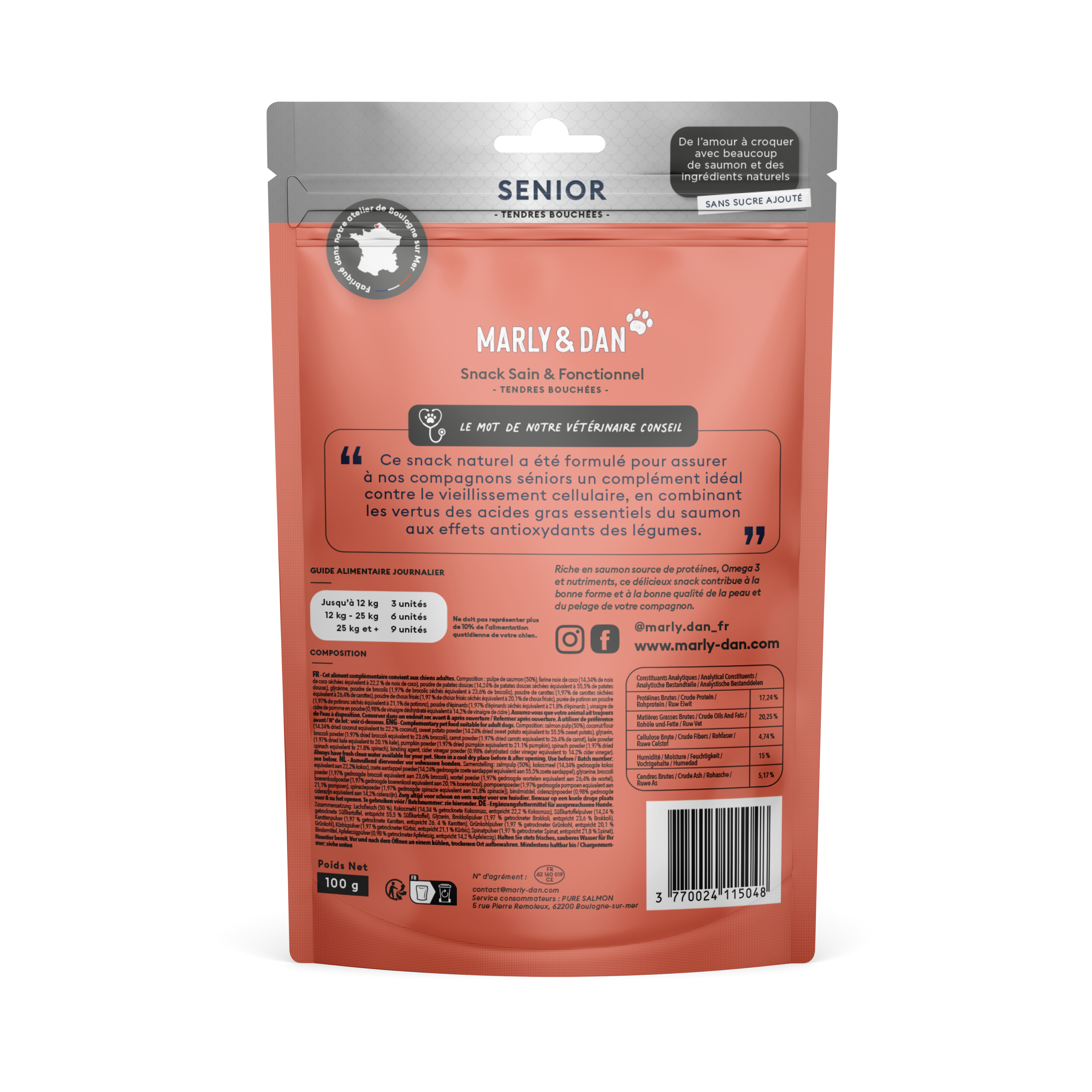 Friandises pour chien senior au saumon sans céréales